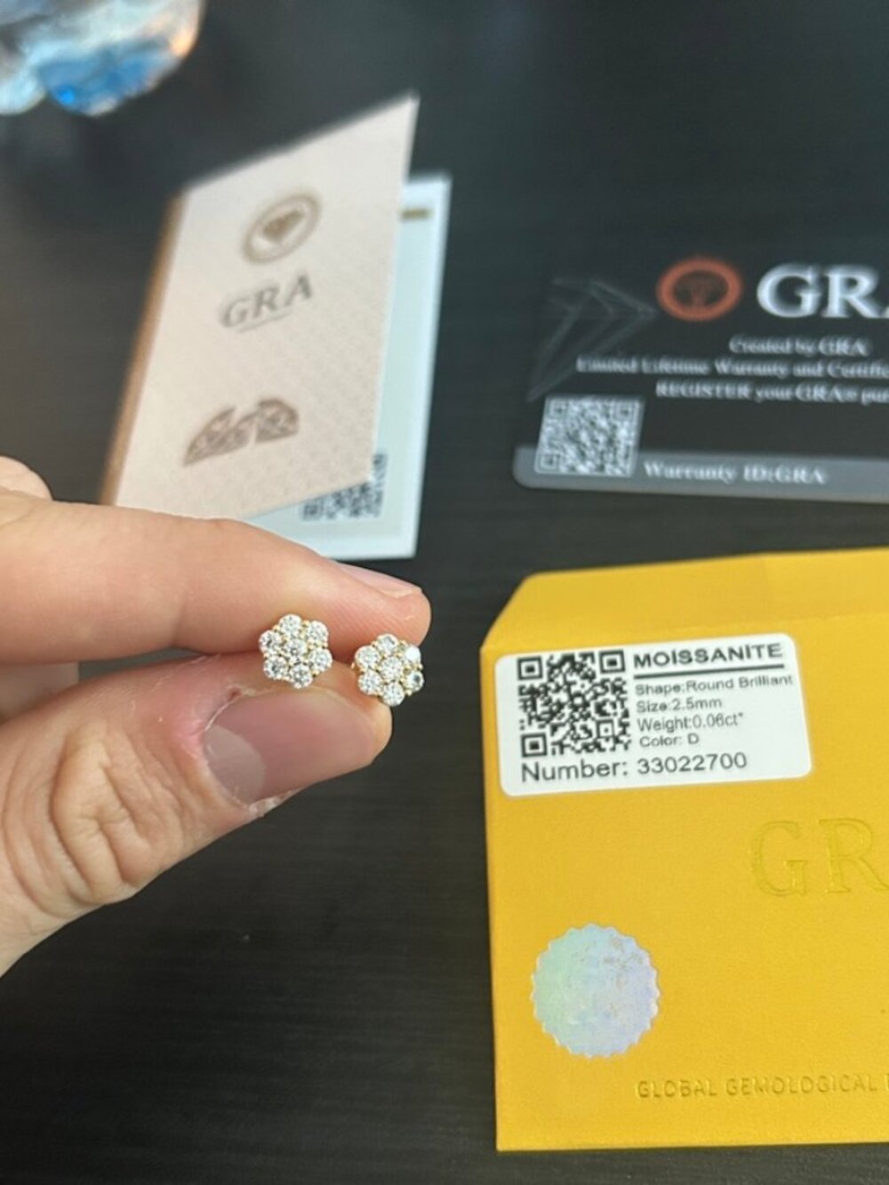 Moissanite Cluster Stud Earrings Gold 7.5mm Unisex GRA VVS1